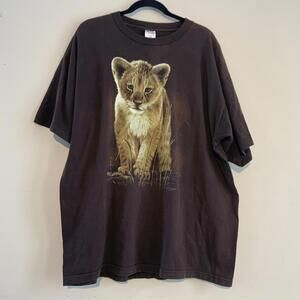 Vintage Xxl Murina Tag Animal Print Brown Lion Cub T shirt Made In Usa